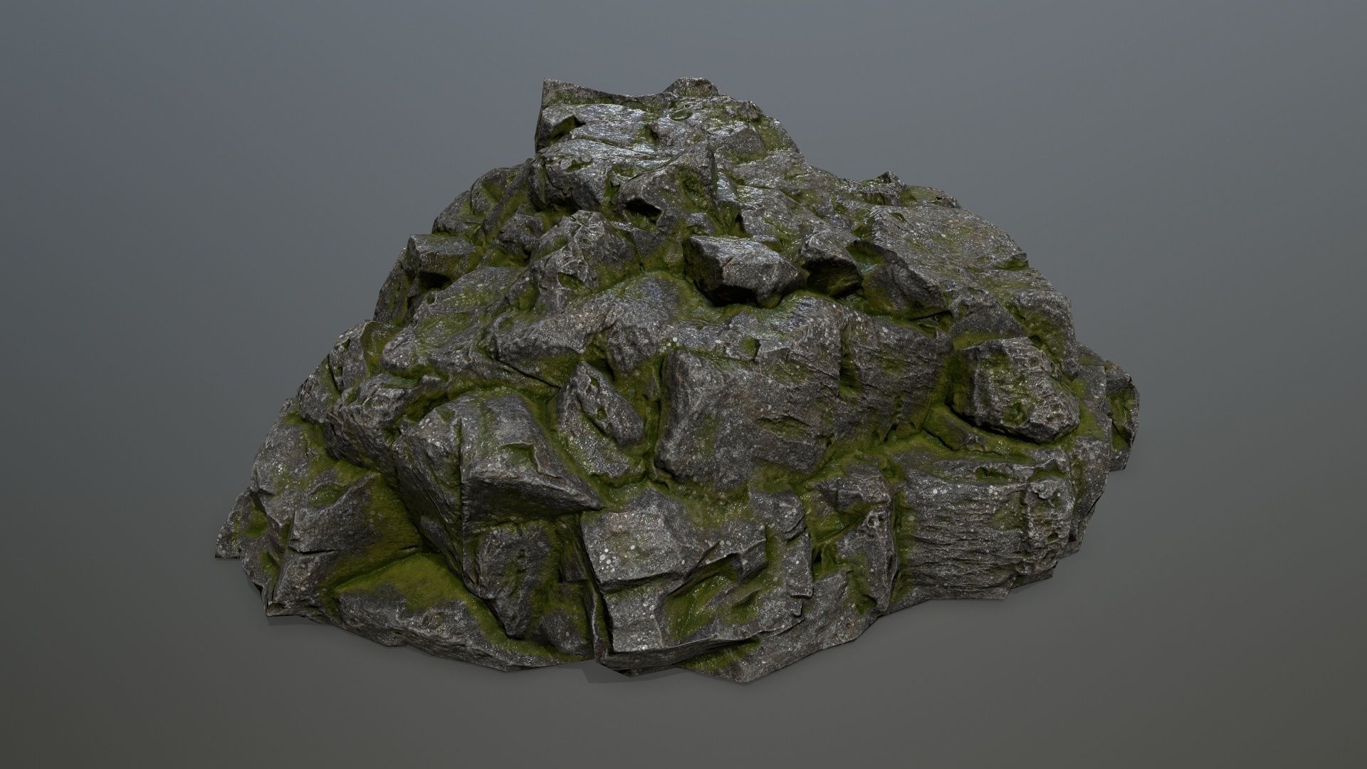 rocks rock with moss Low-poly 3D model_10