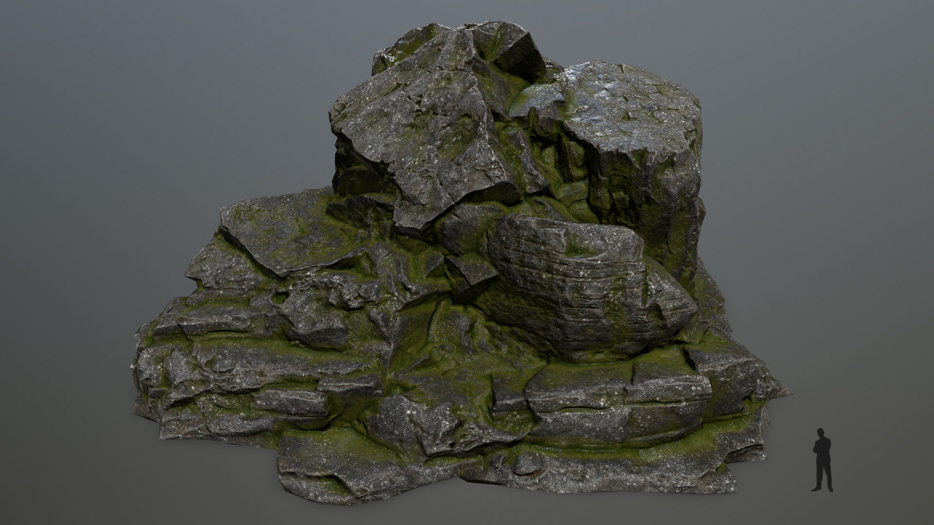 rocks rock with moss Low-poly 3D model_1