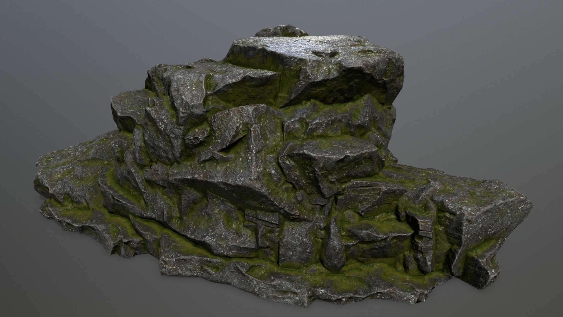 rocks rock with moss Low-poly 3D model_19