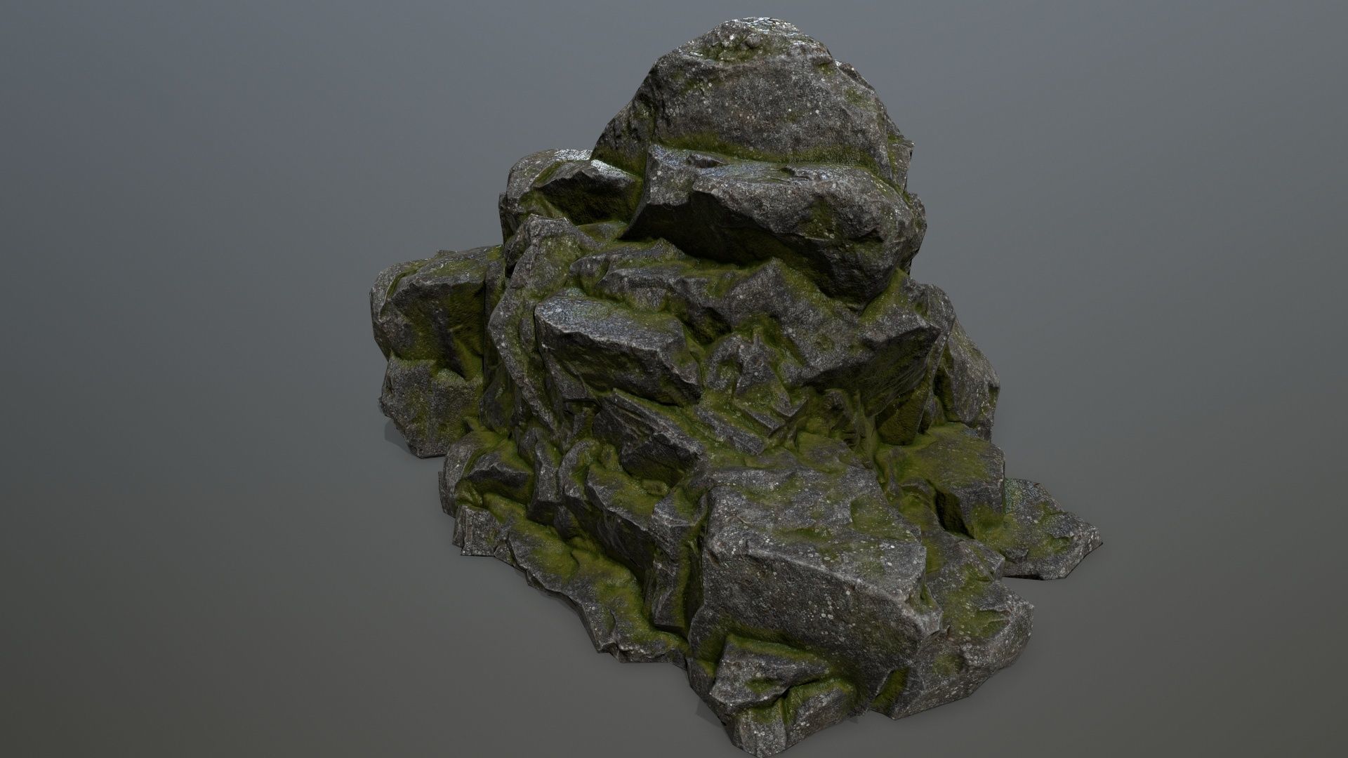 rocks rock with moss Low-poly 3D model_22