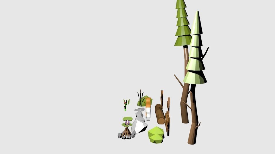 3D model Low Poly Nature Pack 19 assets VR / AR / low-poly | CGTrader