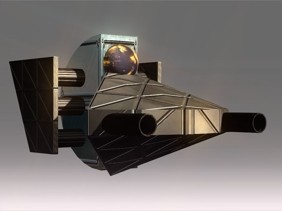 Low Poly Blocks Spaceship  Low-poly 3D model_13