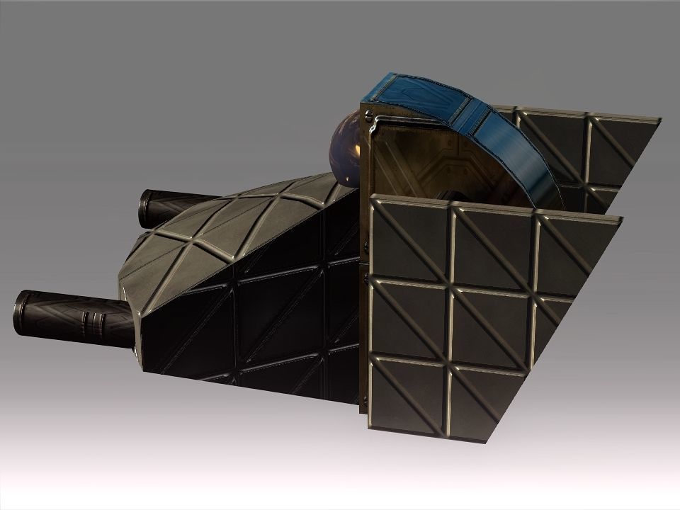 Low Poly Blocks Spaceship  Low-poly 3D model_19