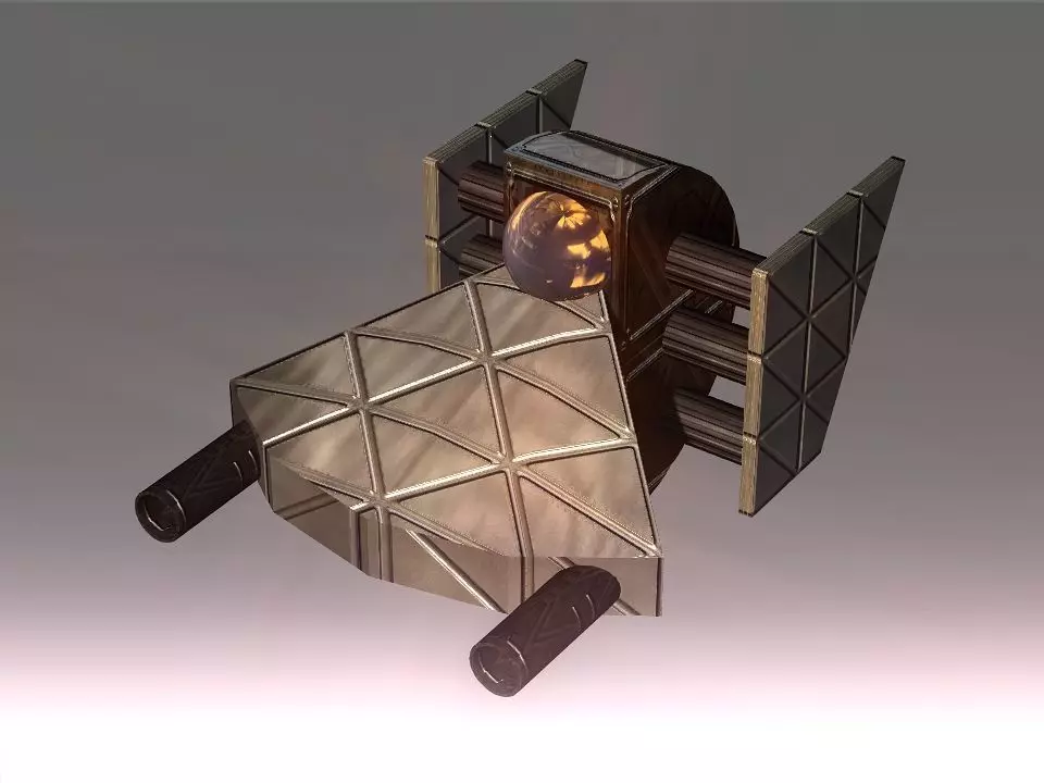 Low Poly Blocks Spaceship  Low-poly 3D model_0