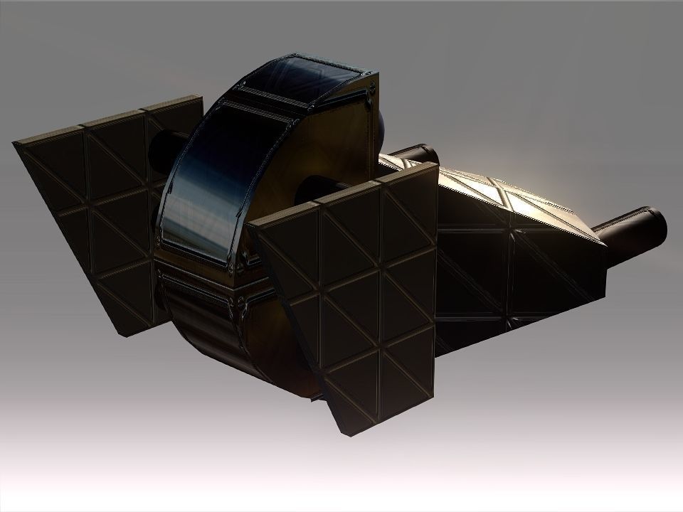 Low Poly Blocks Spaceship  Low-poly 3D model_28