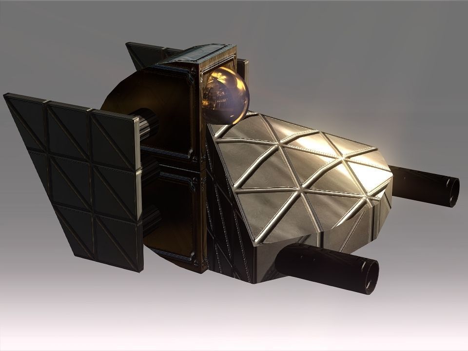 Low Poly Blocks Spaceship  Low-poly 3D model_43