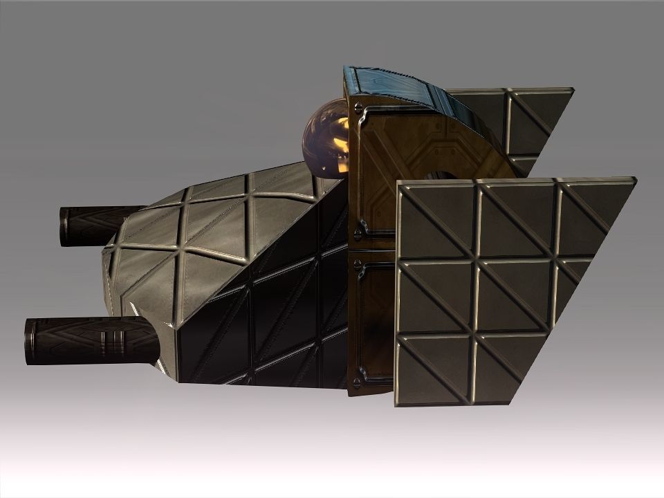 Low Poly Blocks Spaceship  Low-poly 3D model_18