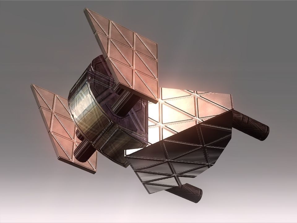 Low Poly Blocks Spaceship  Low-poly 3D model_55