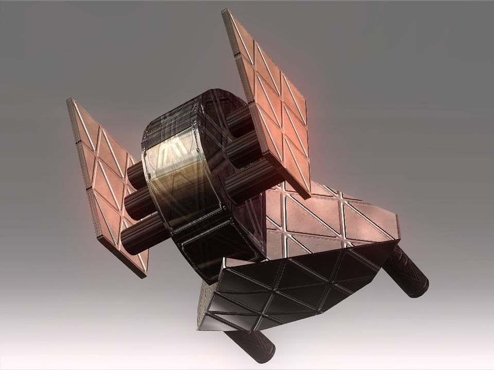 Low Poly Blocks Spaceship  Low-poly 3D model_54
