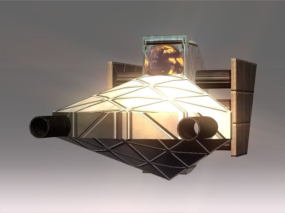 Low Poly Blocks Spaceship  Low-poly 3D model_12