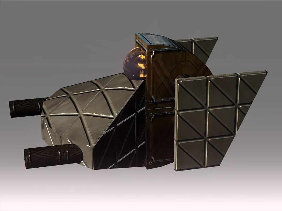 Low Poly Blocks Spaceship  Low-poly 3D model_17