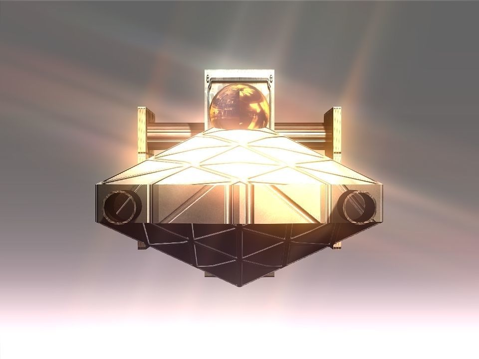 Low Poly Blocks Spaceship  Low-poly 3D model_1