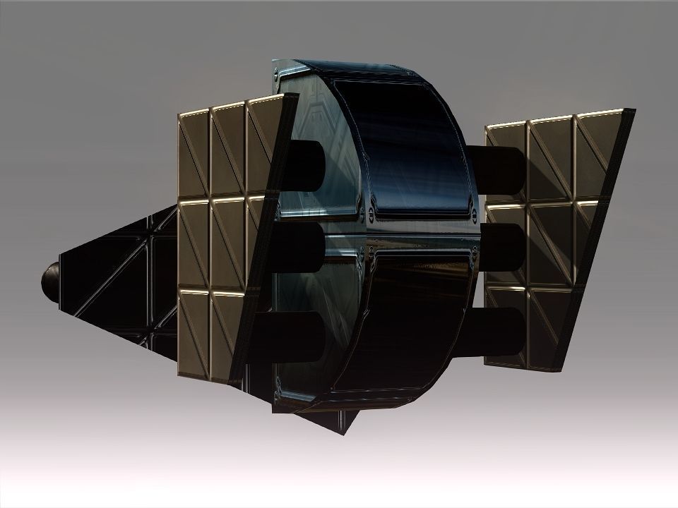 Low Poly Blocks Spaceship  Low-poly 3D model_2