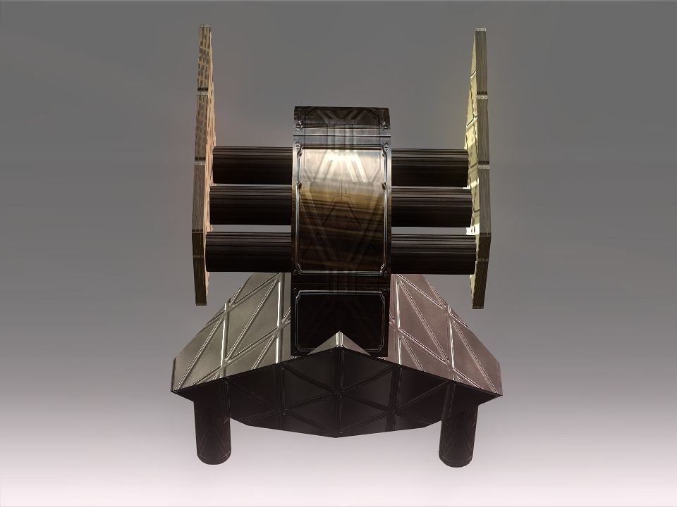 Low Poly Blocks Spaceship  Low-poly 3D model_52