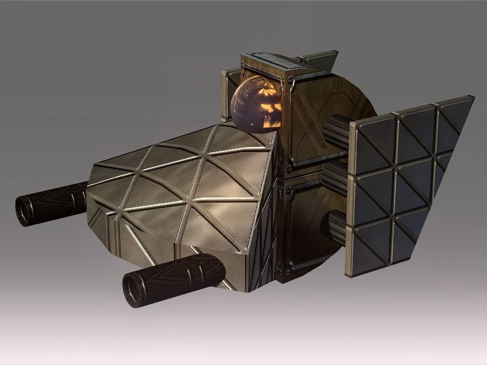 Low Poly Blocks Spaceship  Low-poly 3D model_16