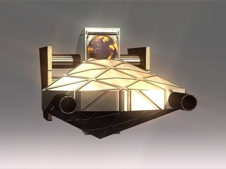 Low Poly Blocks Spaceship  Low-poly 3D model_15