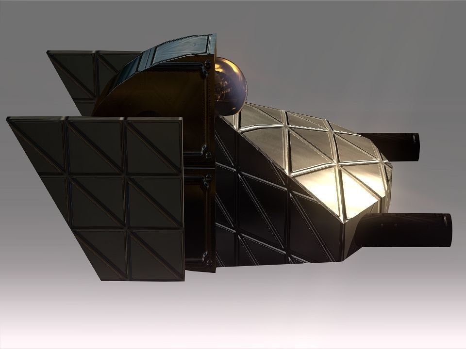 Low Poly Blocks Spaceship  Low-poly 3D model_33