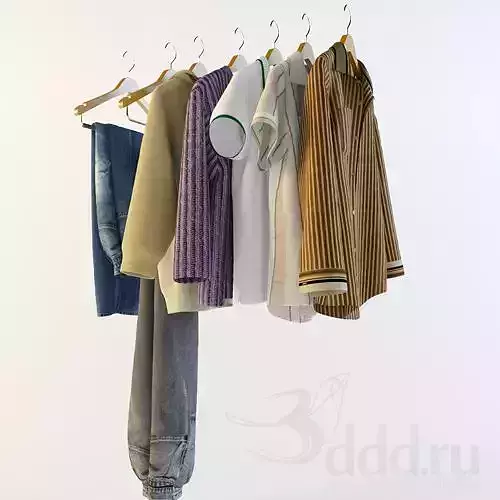 Menwear clothes hanging on hanger Free 3D model