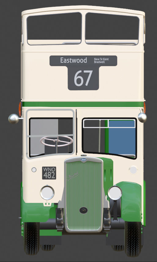 1953 Bristol KSW 5G Open Top Double Decker Bus 3D model_5