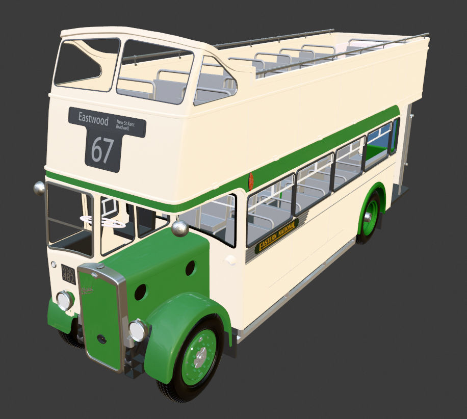 1953 Bristol KSW 5G Open Top Double Decker Bus 3D model_7