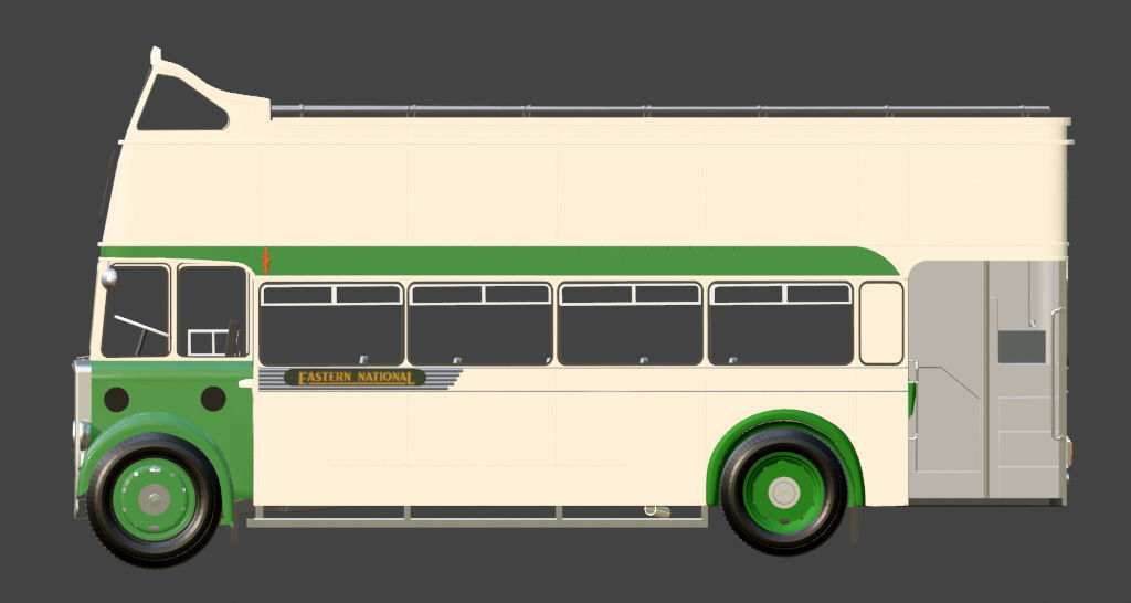 1953 Bristol KSW 5G Open Top Double Decker Bus 3D model_1