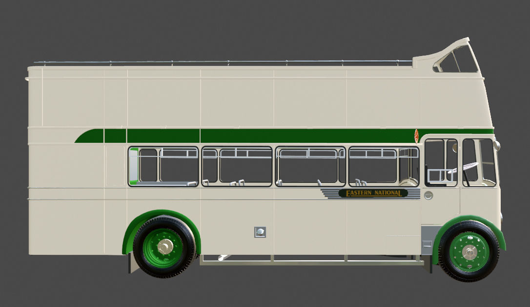 1953 Bristol KSW 5G Open Top Double Decker Bus 3D model_3