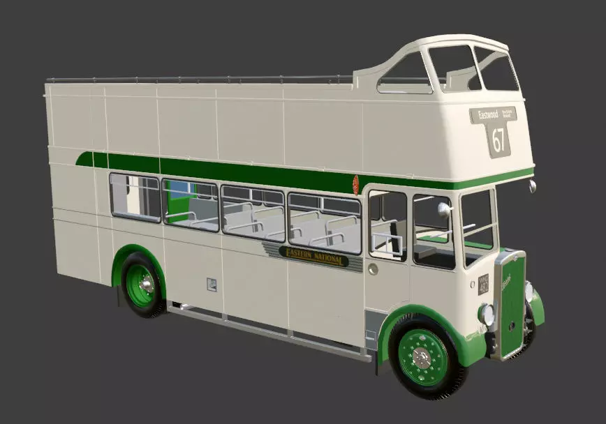 1953 Bristol KSW 5G Open Top Double Decker Bus 3D model_0