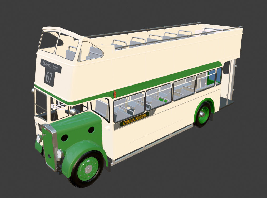 1953 Bristol KSW 5G Open Top Double Decker Bus 3D model_2