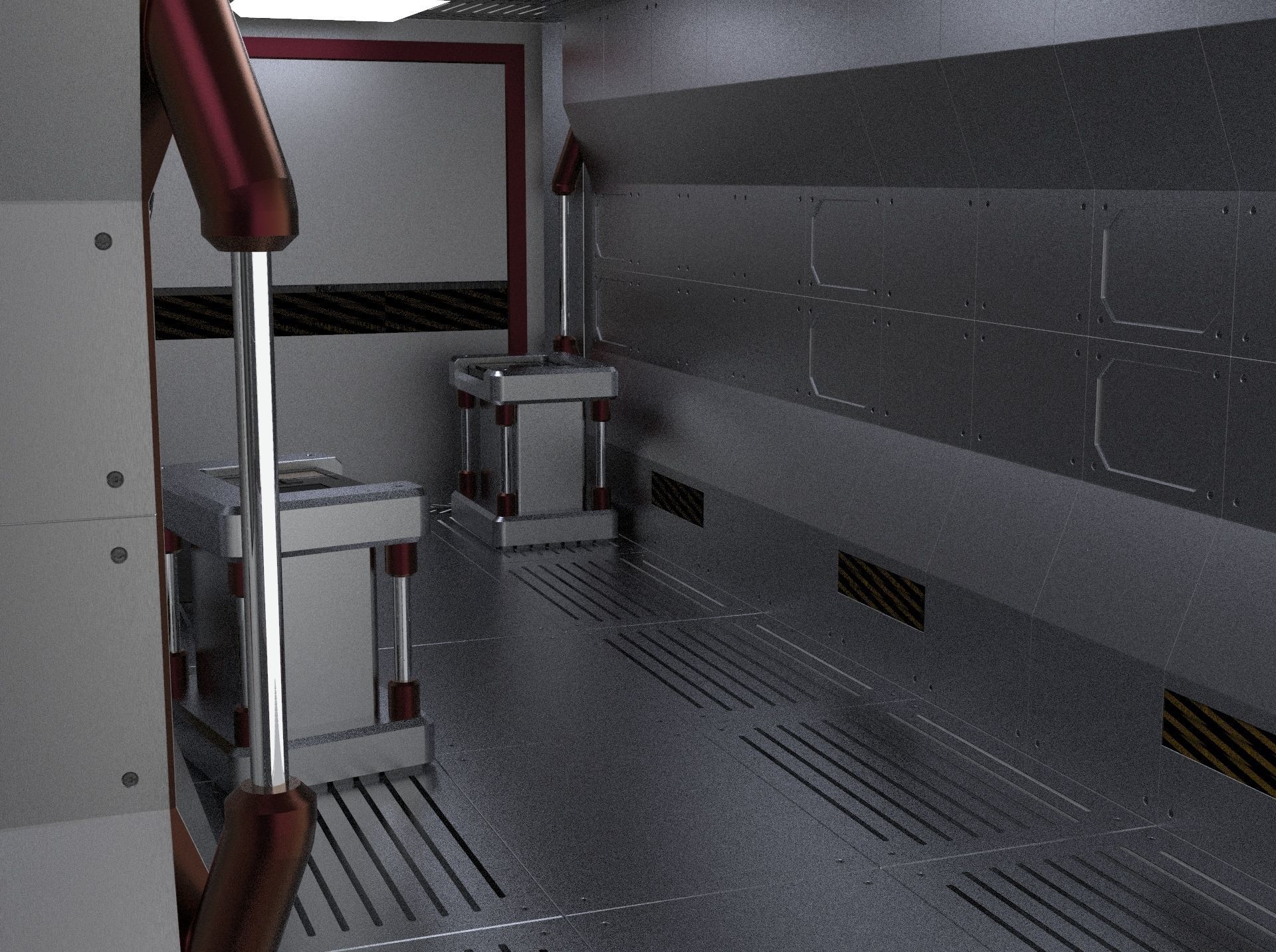 Sci Fi Spaceship hall 3d Model 3D model_7