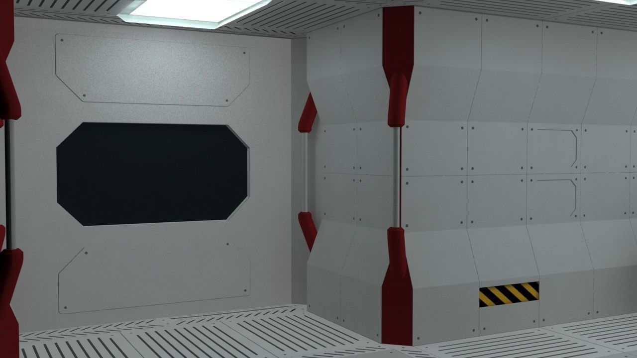 Sci Fi Spaceship hall 3d Model 3D model_10
