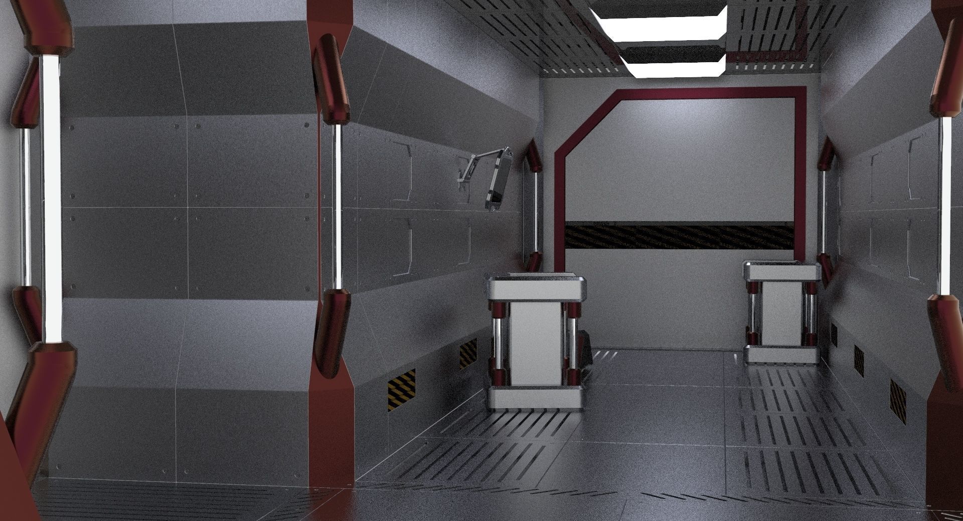 Sci Fi Spaceship hall 3d Model 3D model_15