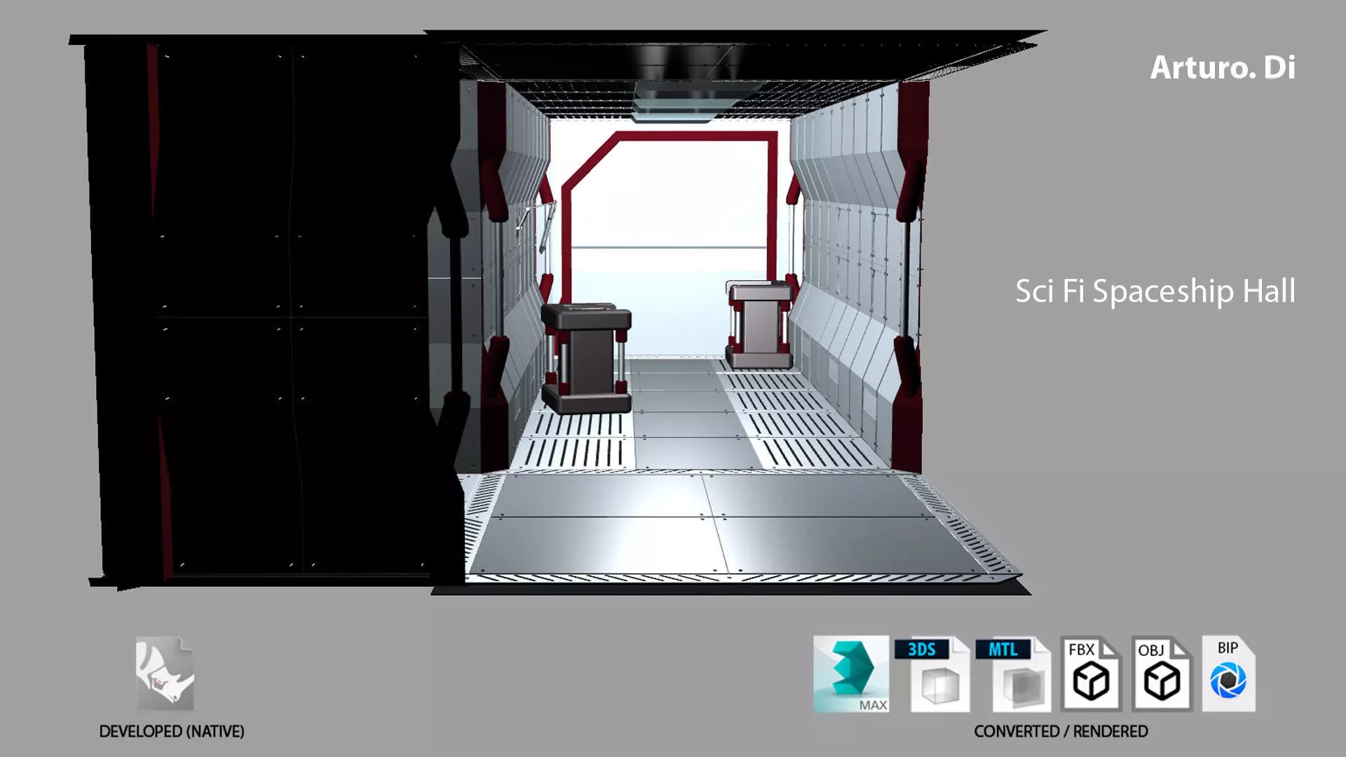 Sci Fi Spaceship hall 3d Model 3D model_0