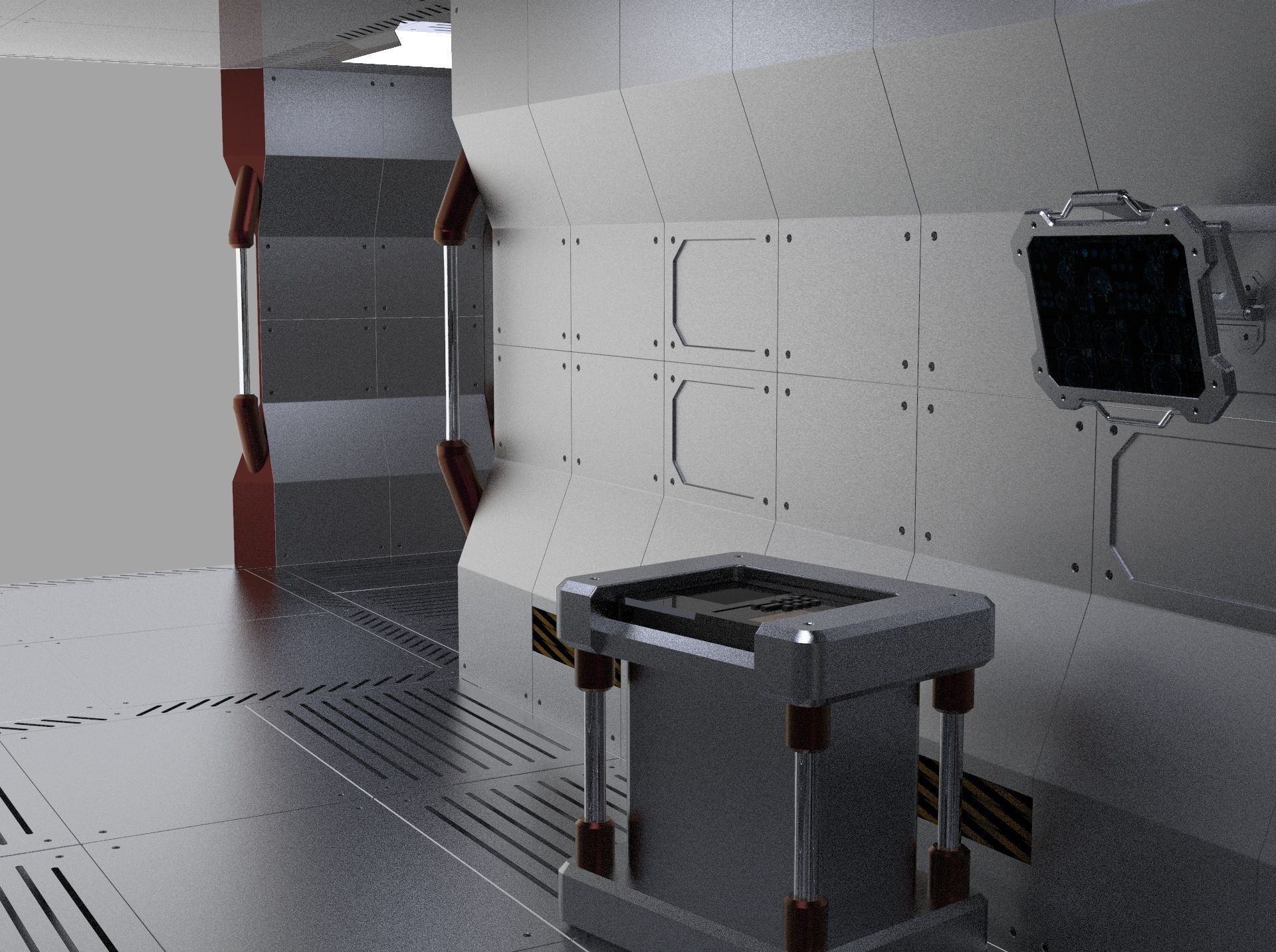 Sci Fi Spaceship hall 3d Model 3D model_6