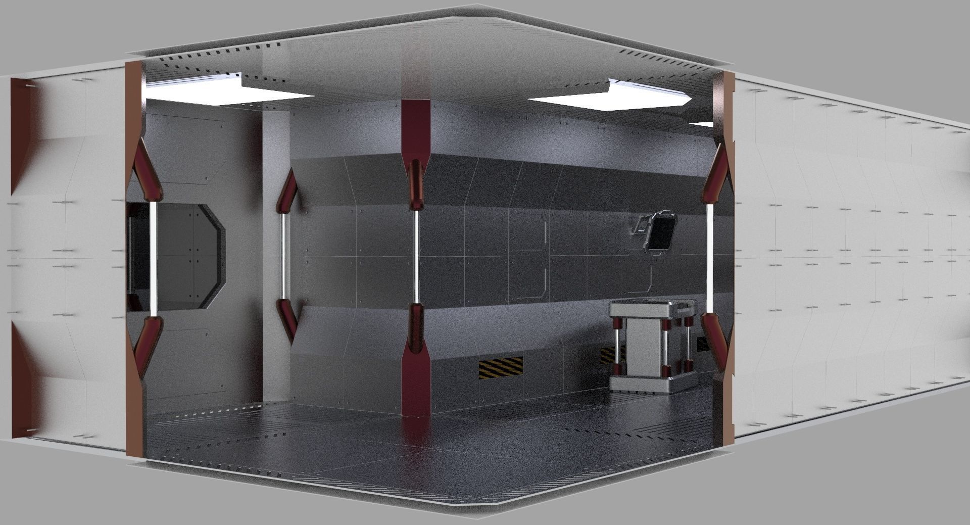 Sci Fi Spaceship hall 3d Model 3D model_14