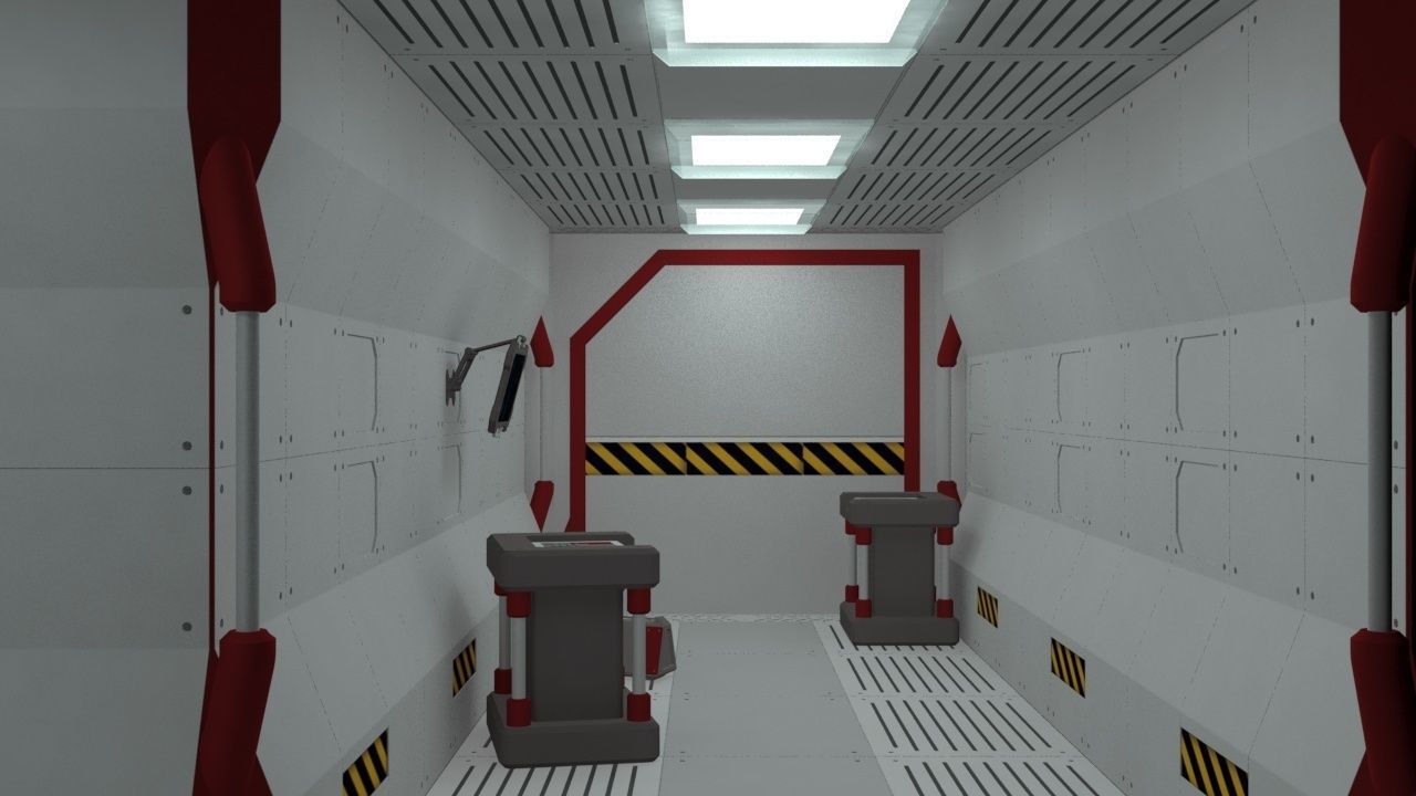 Sci Fi Spaceship hall 3d Model 3D model_9