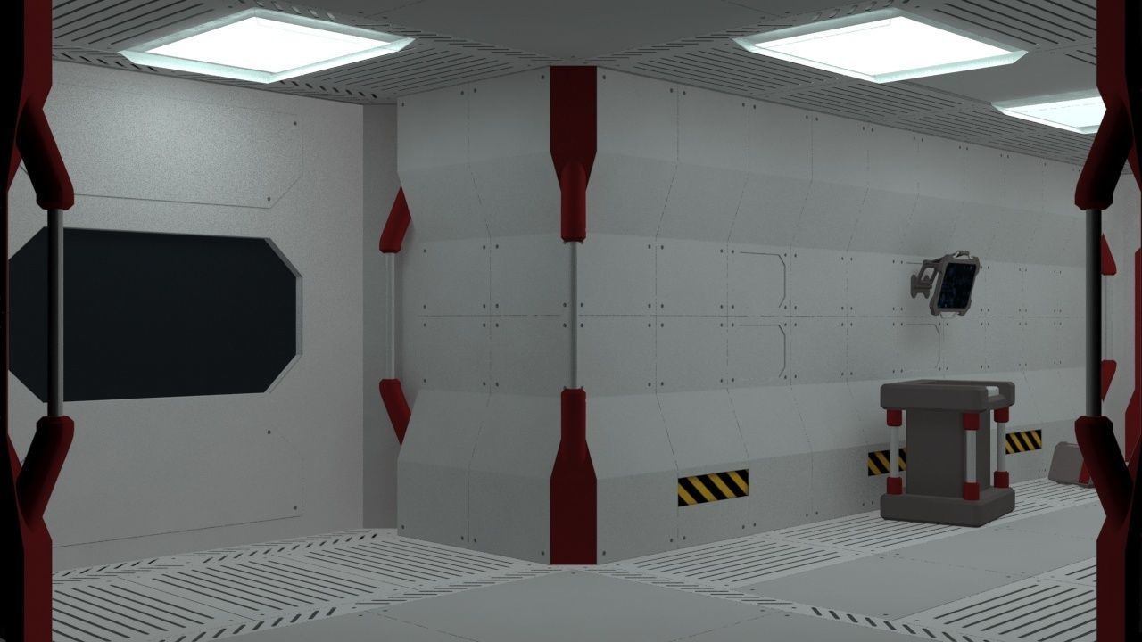 Sci Fi Spaceship hall 3d Model 3D model_12