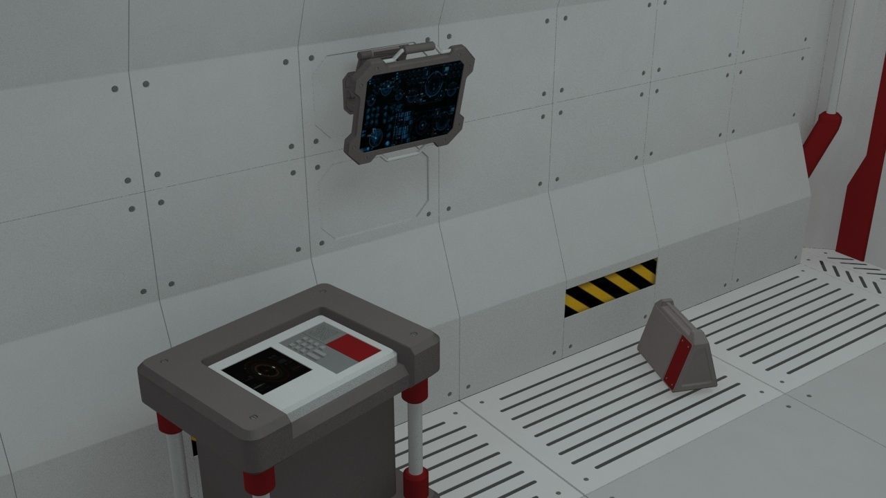 Sci Fi Spaceship hall 3d Model 3D model_13