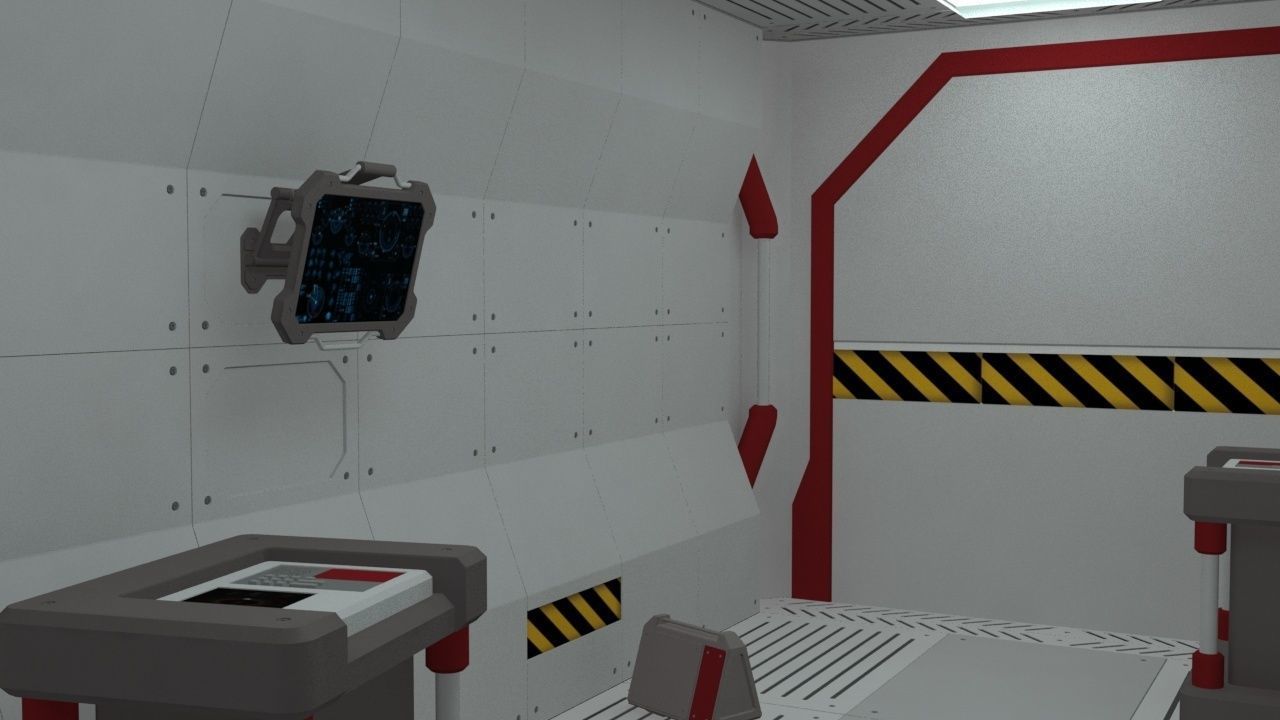 Sci Fi Spaceship hall 3d Model 3D model_11