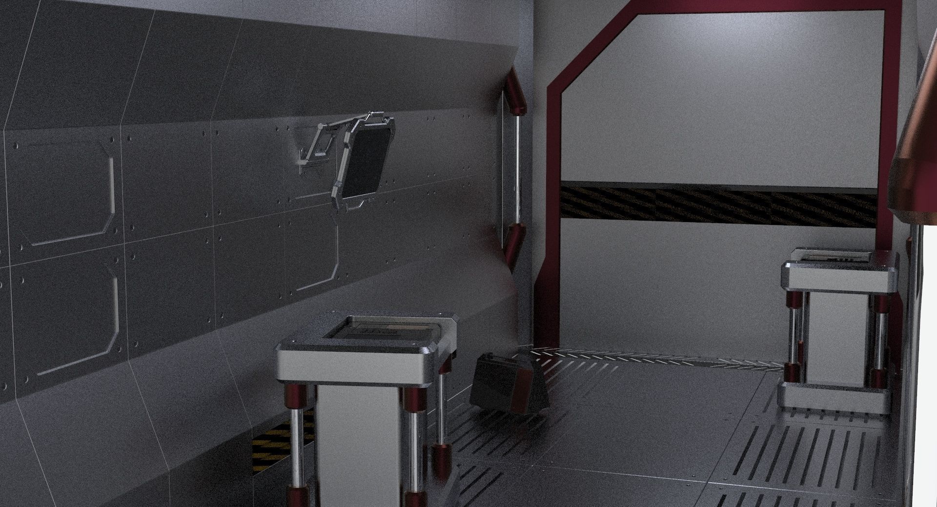 Sci Fi Spaceship hall 3d Model 3D model_5