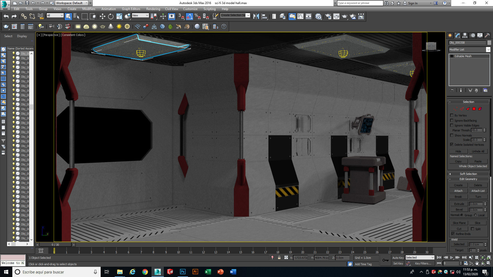Sci Fi Spaceship hall 3d Model 3D model_2