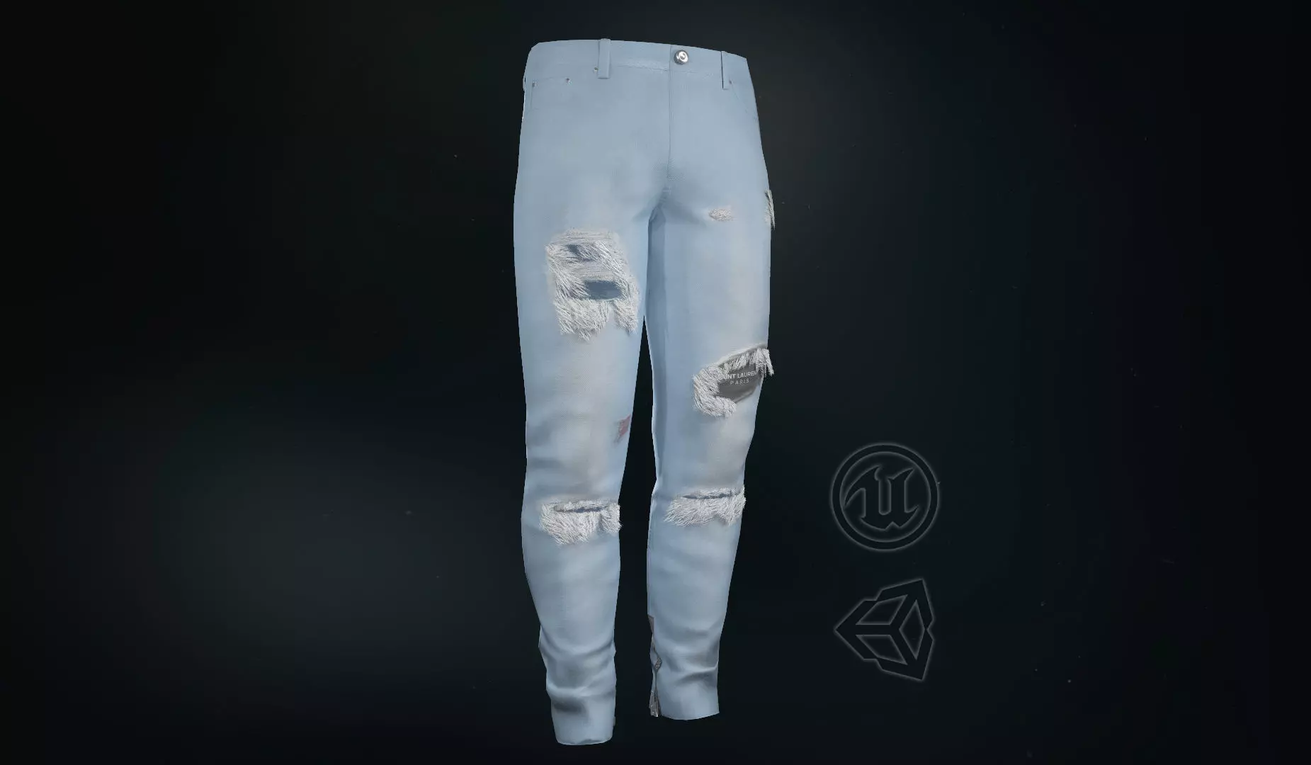 Ripped Jeans Low-poly 3D model_0
