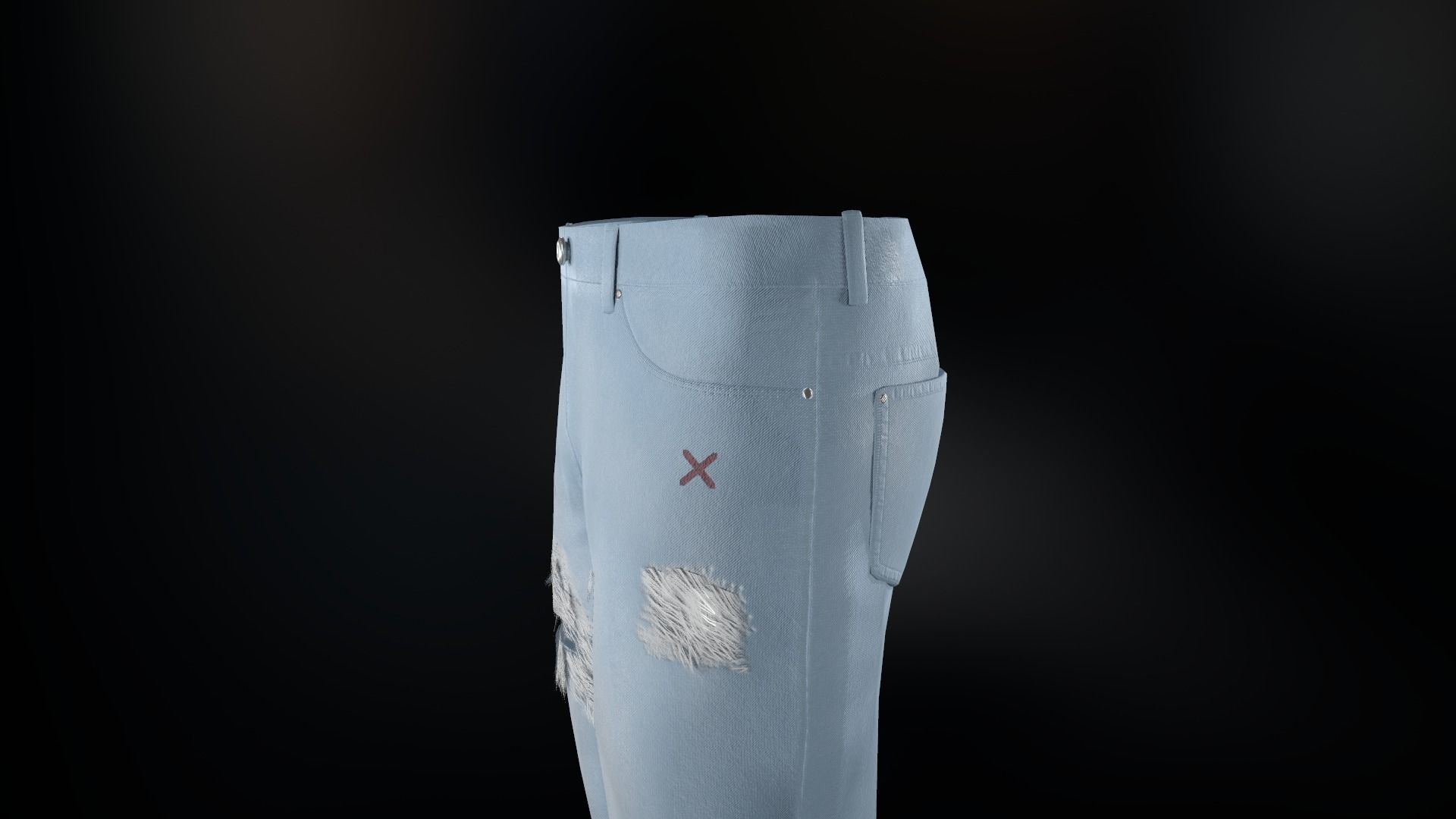 Ripped Jeans Low-poly 3D model_6