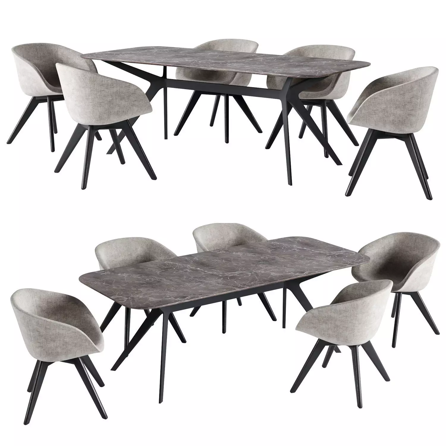Tom Dixon armchair and Jesse dining table PierLuigi 3D model