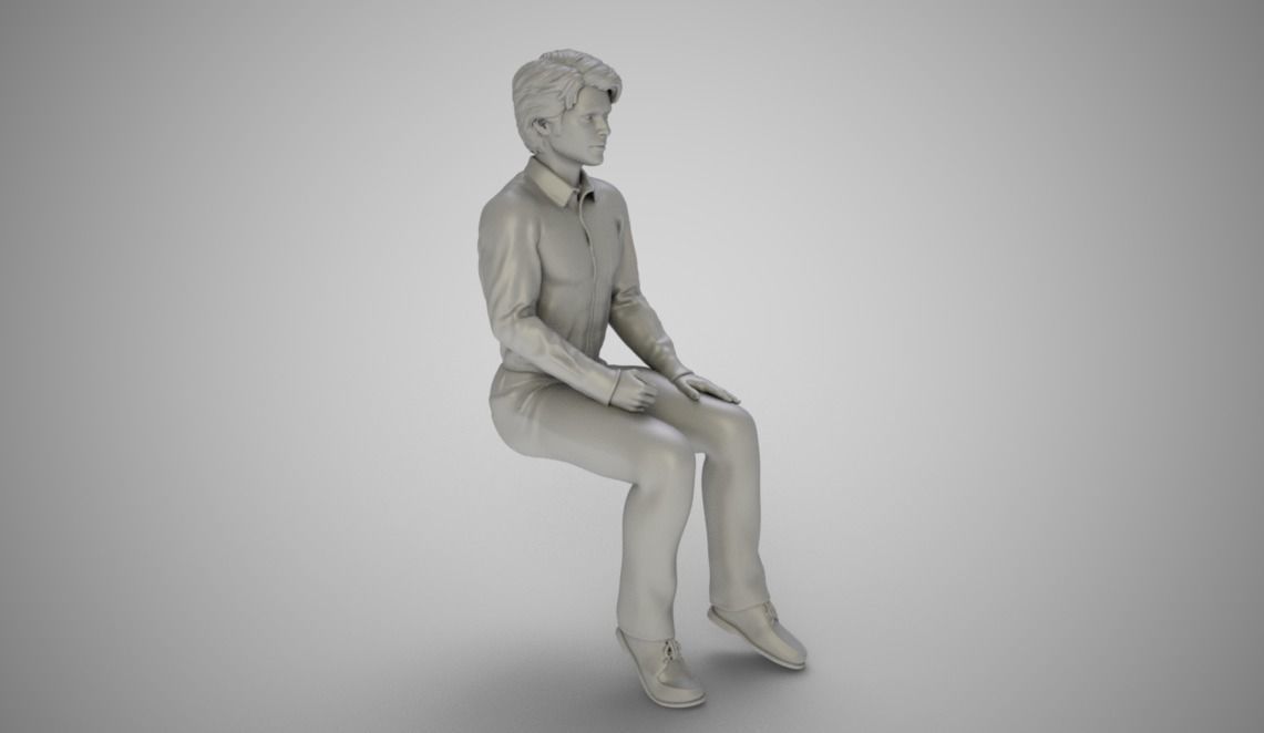 Sitting Man 3D print model_2