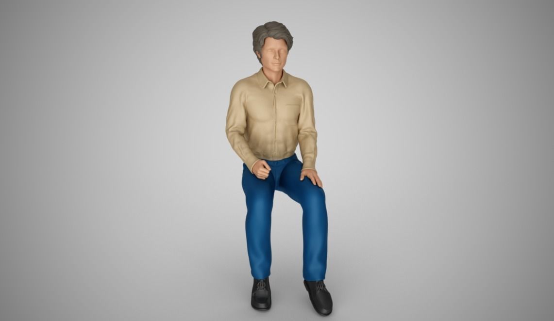 Sitting Man 3D print model_4