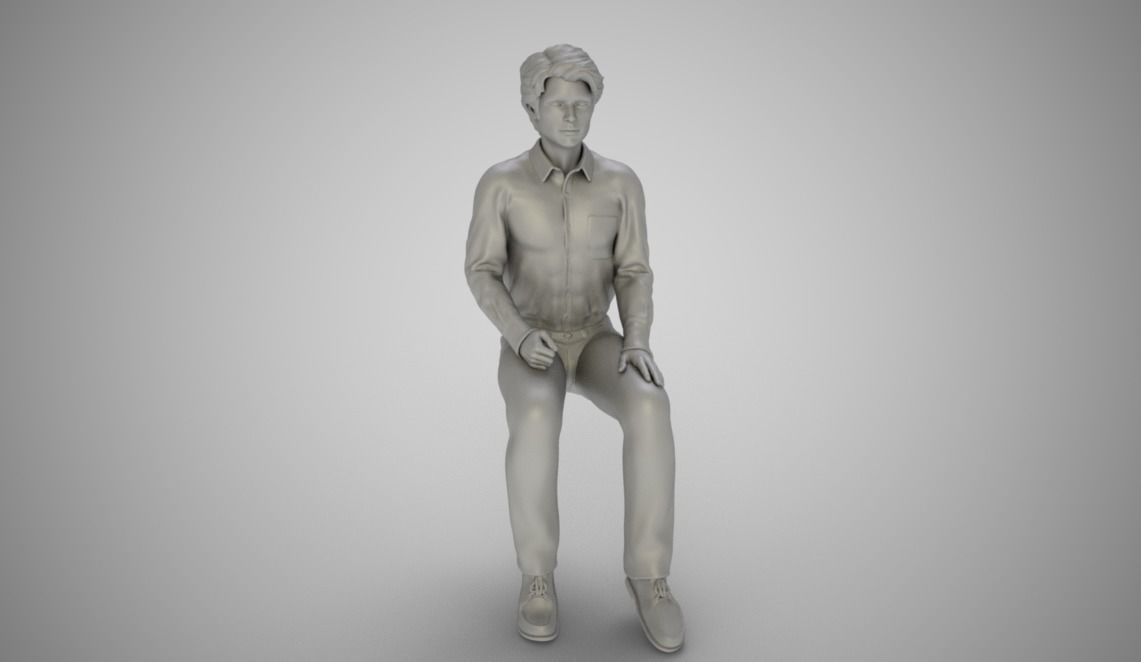 Sitting Man 3D print model_3
