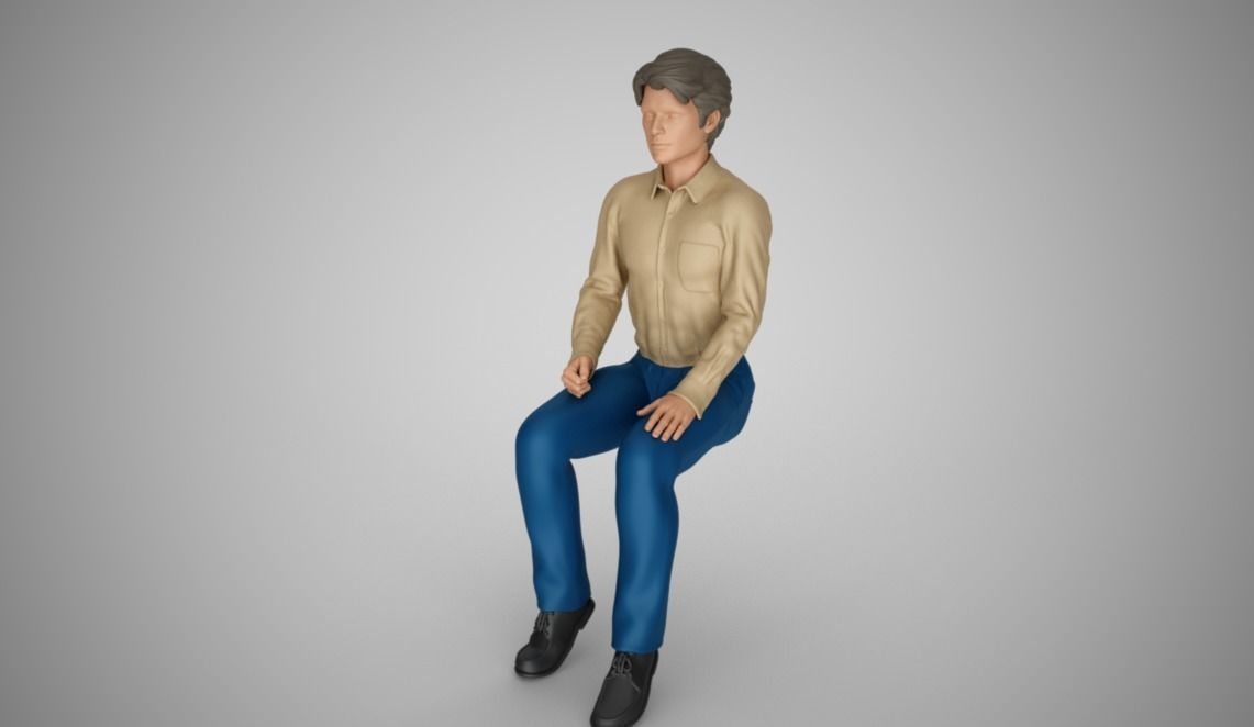 Sitting Man 3D print model_5