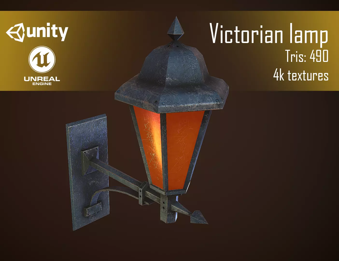 Victorian wall lamp Low-poly 3D model