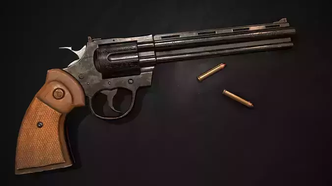 Revolver Low-poly 3D model
