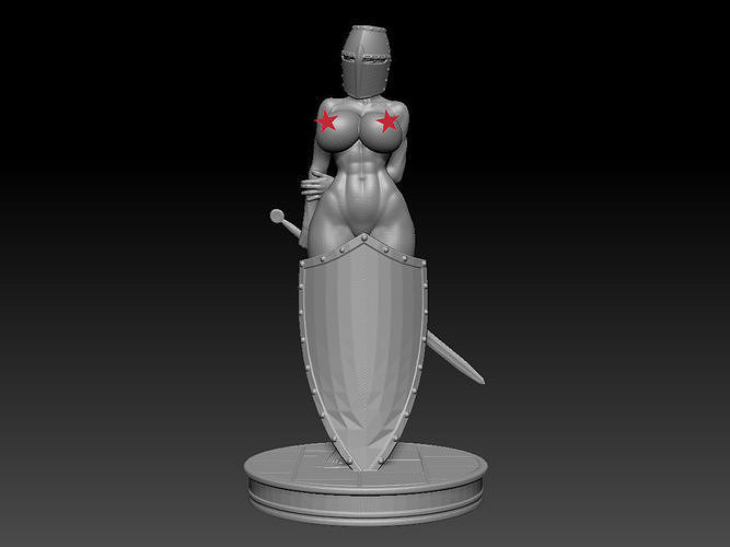 Templar statue of woman holding sword Free 3D print model